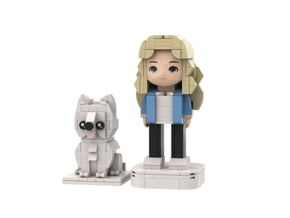 Sculpted - 1 Personalized Figure with 1 pet with Frame Holder